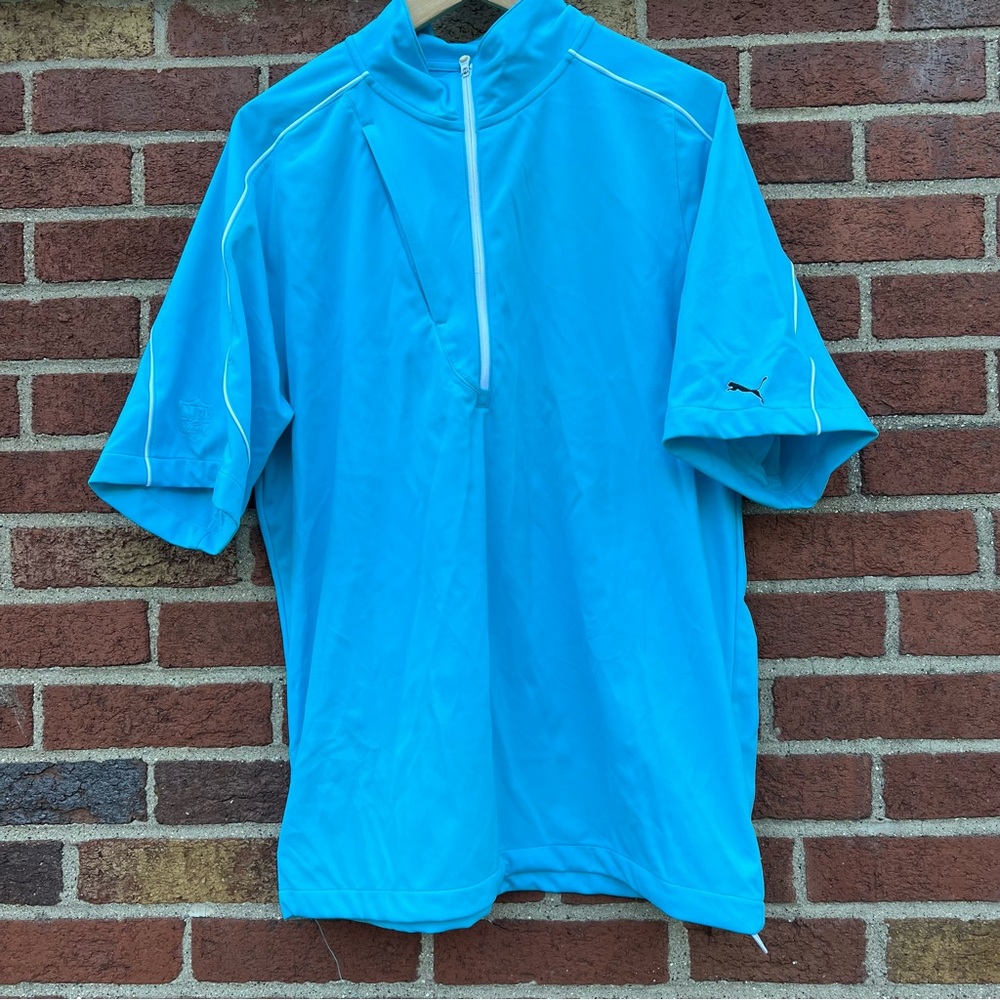 Puma Golf Mens Wind Cell SS 1/4 Zip Pullover Windbreaker Blue Large NFL Logo